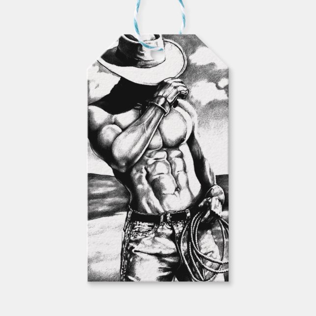 Étiquettes-cadeau Trousse D'Étiquette Cadeau Pour Hommes Cowboy Body (Devant)