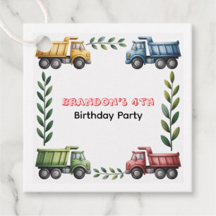 Étiquettes Cadeau Trucks Colorés 4e. Merci de fête d'anniversaire