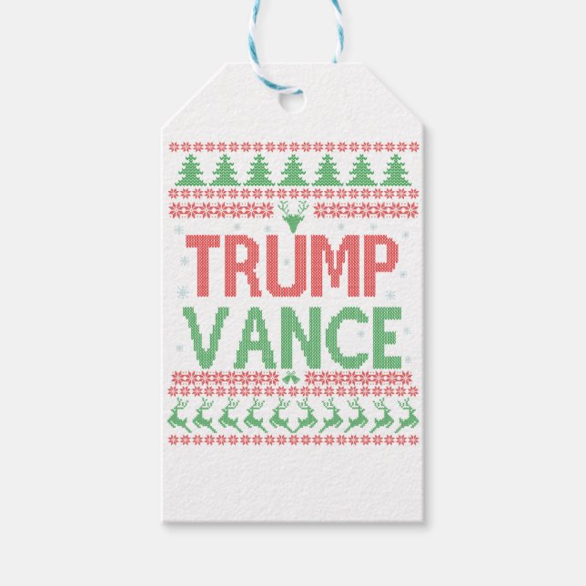 Étiquettes-cadeau Trump Vance Républicain Moche Noël Sweater Noël (Devant)
