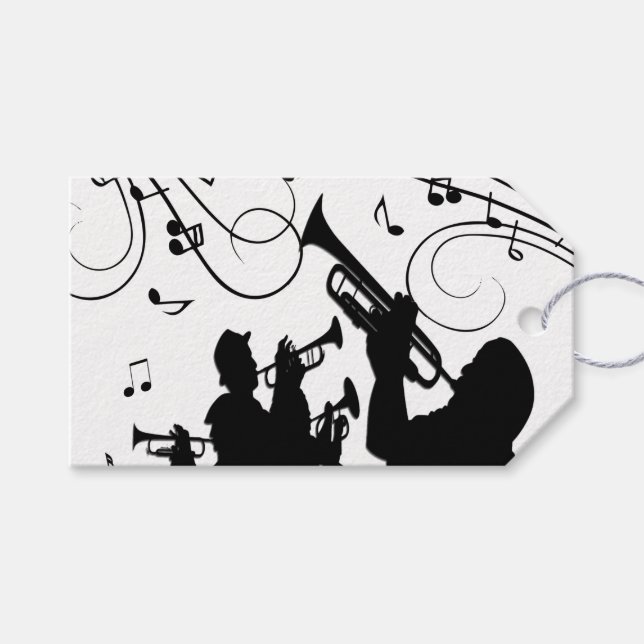Étiquettes-cadeau Trumpet Section Jazz (Devant (Horizontal))