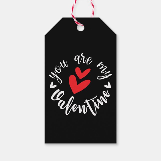 Étiquettes-cadeau Tu es ma Saint Valentin, deux petits coeurs (Devant)