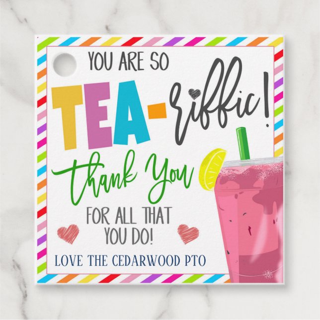 Étiquettes Cadeau Tu es un riffic à THÉ ! Balise Appréciation (Devant)