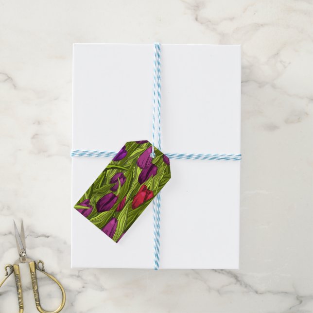 Étiquettes-cadeau Tulipes (Avec de laficelle)