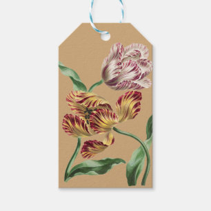 Étiquettes-cadeau Tulipes Botaniques du 18ème Siècle de Style Vintag