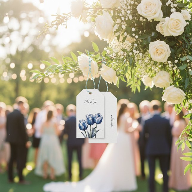 Étiquettes-cadeau Tulipes en bleu de Delft personnalisables (Créateur téléchargé)