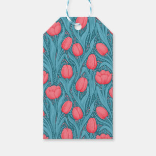 Étiquettes-cadeau Tulipes en bleu et rouge