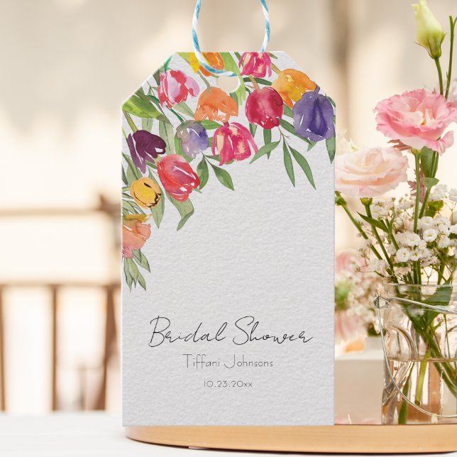 Étiquettes-cadeau Tulipes et feuillage amusants et lumineux pour la  (Créateur téléchargé)