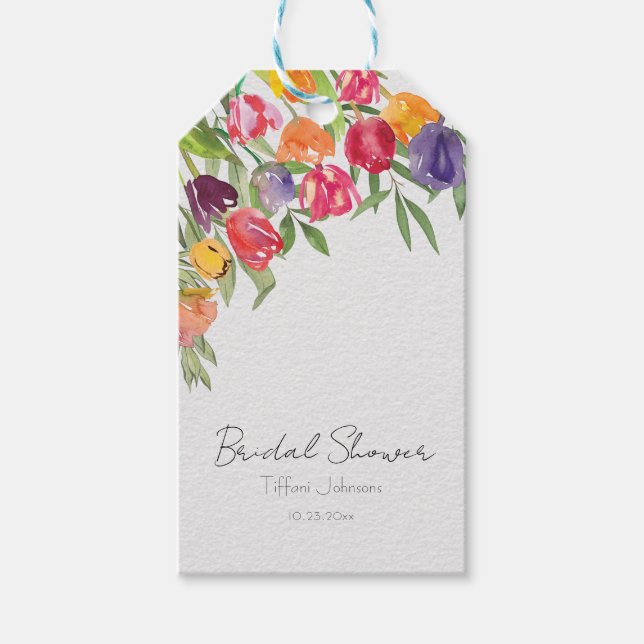 Étiquettes-cadeau Tulipes et feuillage amusants et lumineux pour une (Devant)