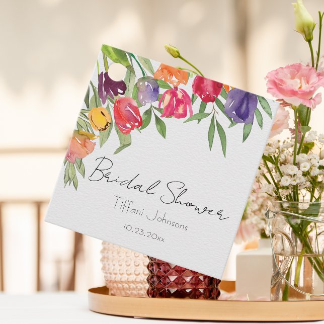 Étiquettes Cadeau Tulipes et verdure amusants et lumineux pour la do (Créateur téléchargé)