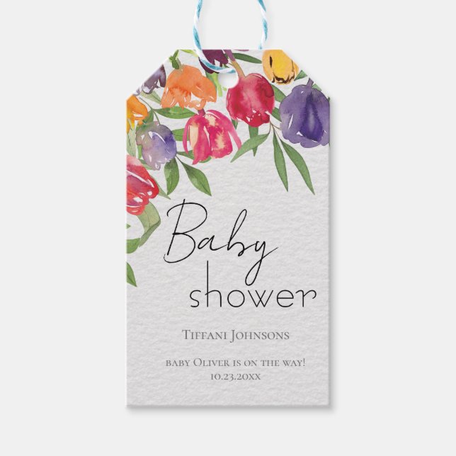 Étiquettes-cadeau Tulipes Fête de Printemps Baby Shower (Devant)