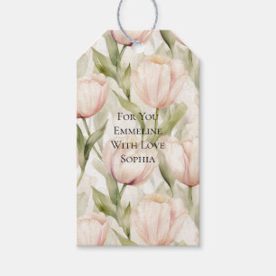 Étiquettes-cadeau Tulipes Fleurs Crème Rose Clair Jolies 