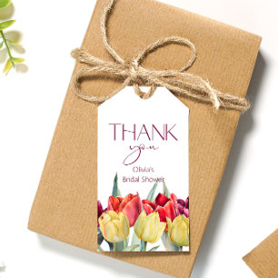 Étiquettes-cadeau Tulipes jaune rouge Merci de douche nuptiale