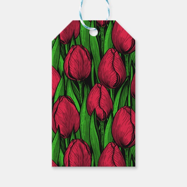 Étiquettes-cadeau Tulipes rouges (Devant)