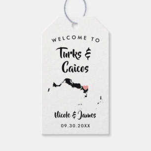 Étiquettes-cadeau Turks and Caicos Mariage Welcome Baguettes, Carte