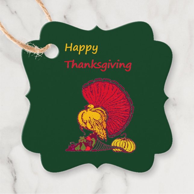 Étiquettes Cadeau Turquie et bon thanksgiving légume vert (Devant)