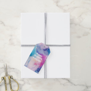 Étiquettes-cadeau Turquoise Aqua Marbre rose violet Anniversaire
