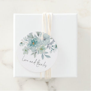Étiquettes Cadeau Turquoise Blue Sea Mist Floral Script Amour et Mer