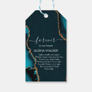 Étiquettes-cadeau Turquoise & Gold Funeral Memorial Tags cadeaux