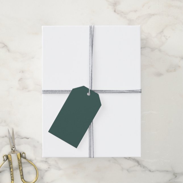 Étiquettes-cadeau Turquoise gris uni (Avec de la ficelle)