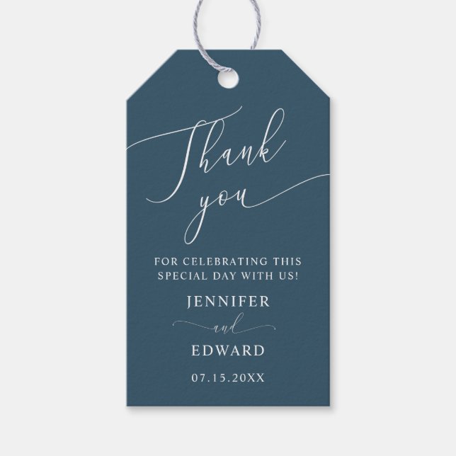 Étiquettes-cadeau Turquoise Merci Mariage minimal (Devant)