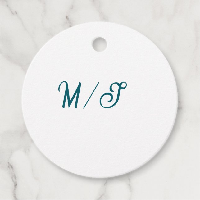 Étiquettes Cadeau Turquoise monogramme nom de couple de mariés simpl (Devant)
