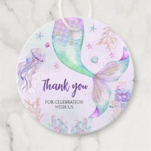 Étiquettes Cadeau Turquoise pourpre Merci de petite sirène
