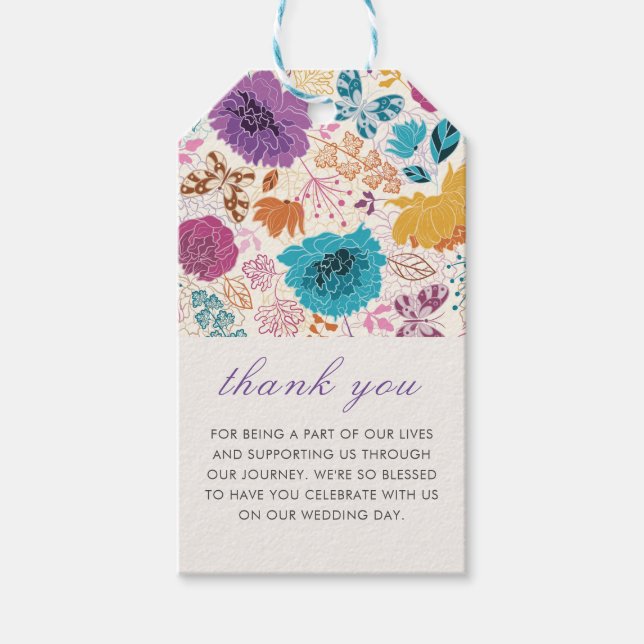 Étiquettes-cadeau Turquoise Purple Jaune Fleurs de prairie de printe (Devant)