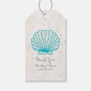 Étiquettes-cadeau Turquoise Rustic Seashell Mariage