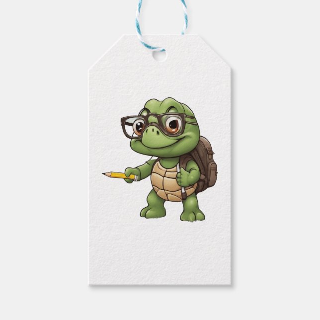 Étiquettes-cadeau Turtle back to school (Devant)