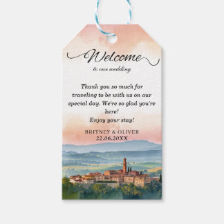 Étiquettes-cadeau TUSCANY Italy Watercolor Skyline Photo Wedding