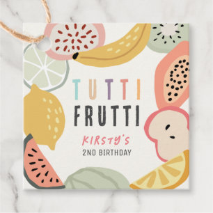 Étiquettes Cadeau Tutti Frutti Fruit coloré 2e anniversaire