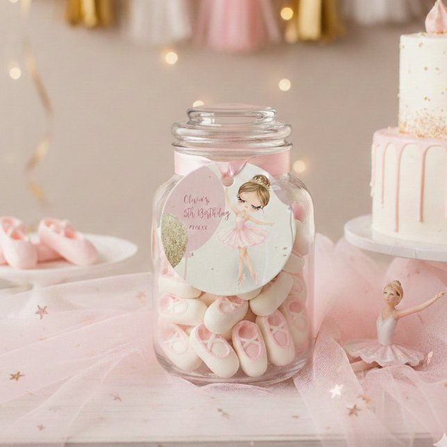 Étiquettes Cadeau Tutu Ballerina Ballet Dancer Girl Pink Birthday (Créateur téléchargé)