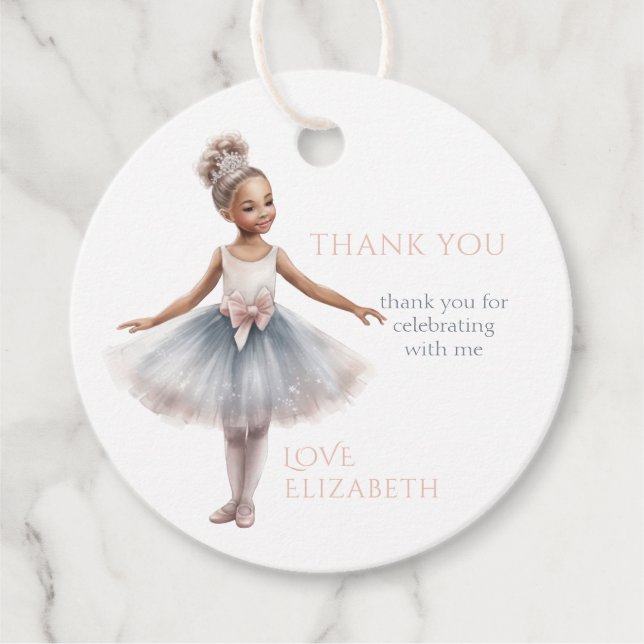 Étiquettes Cadeau Tutu Cute Elegant Ballerina Aquarelle Anniversaire (Devant)