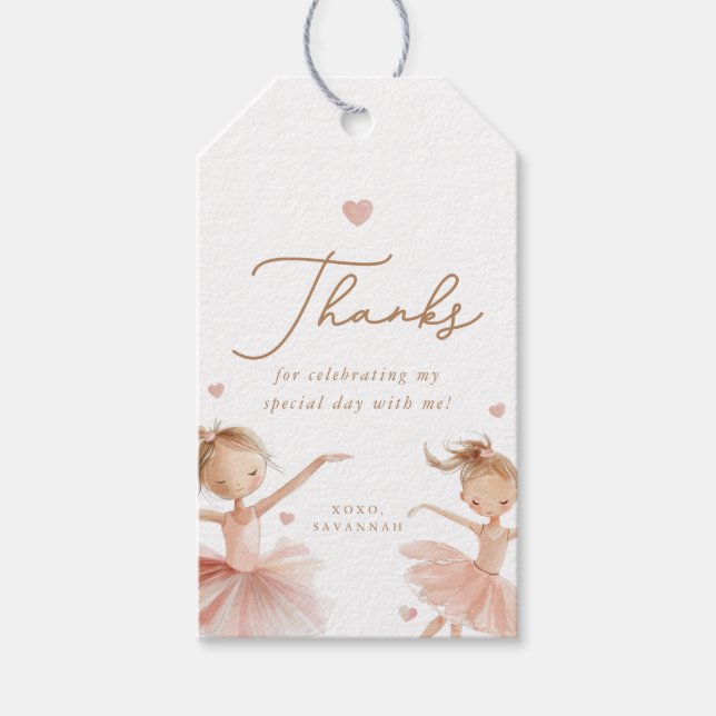 Étiquettes-cadeau Tutu Cute Girls Second Ballerina Anniversaire (Devant)