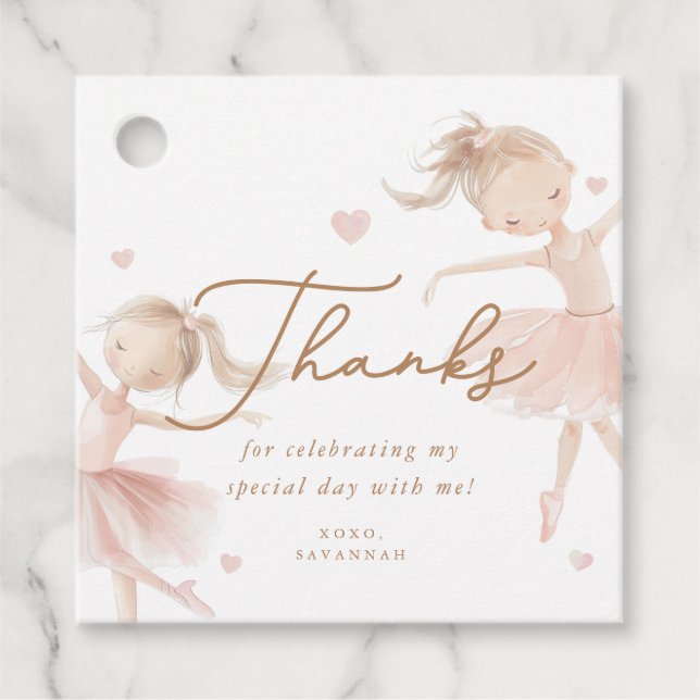 Étiquettes Cadeau Tutu Cute Girls Second Ballerina Anniversaire (Devant)