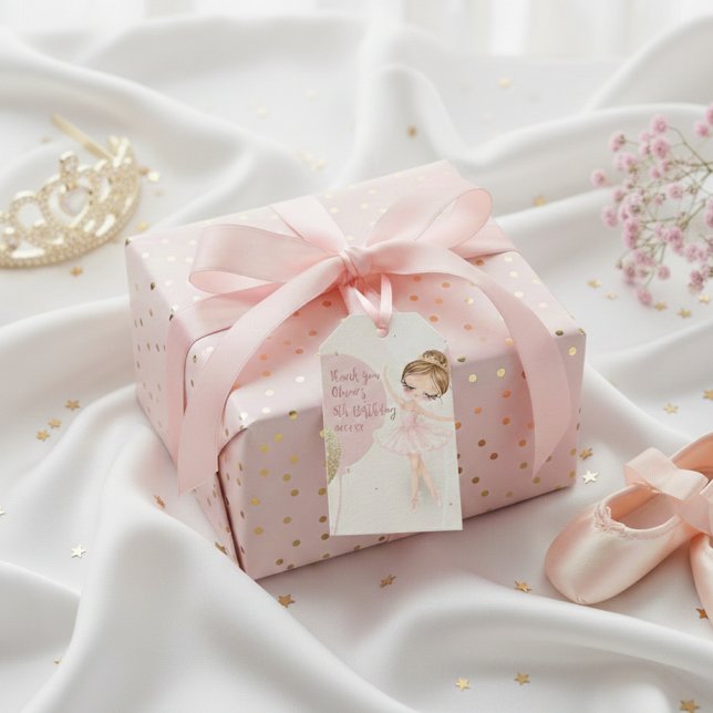Étiquettes-cadeau Tutu Pink Ballerina Ballet Dancer Girl Birthday (Créateur téléchargé)
