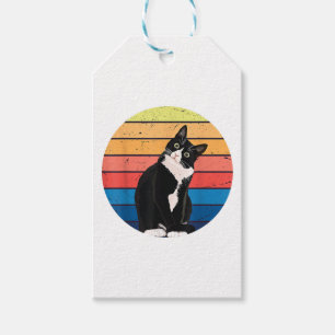 Étiquettes-cadeau Tuxedo Chat Cadeau Couleurs rétro pour Amoureux de
