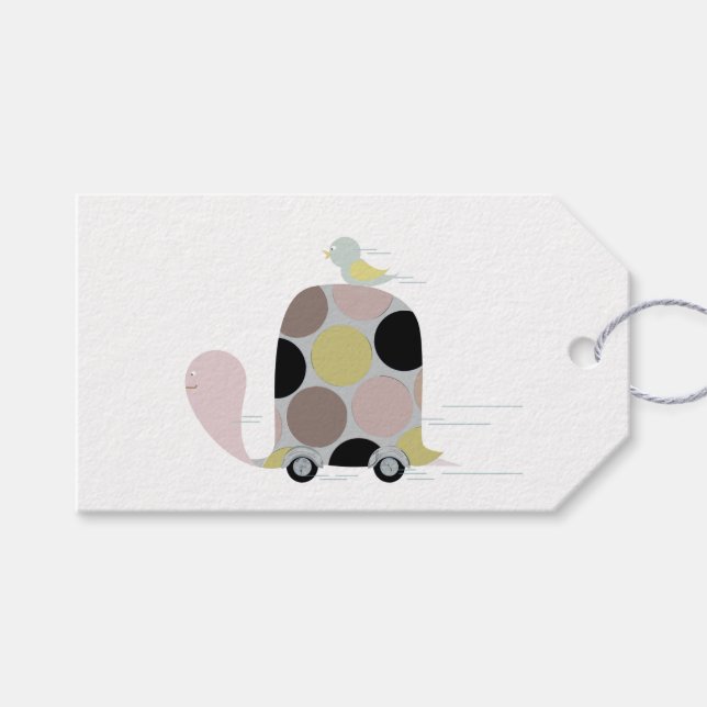 Étiquettes-cadeau Tweeter sur une Tortue (Devant (Horizontal))