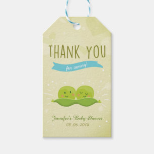 Étiquettes-cadeau Twin Baby shower Two Peas In A Pod tag cadeau Garç