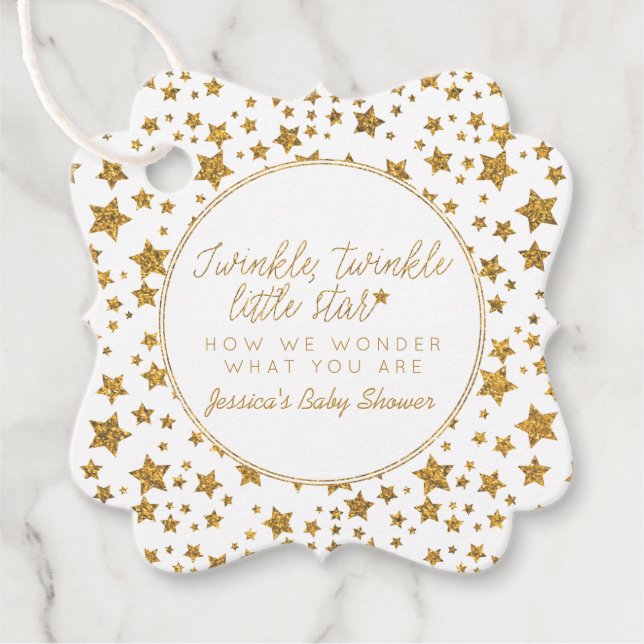Étiquettes Cadeau Twink, Twinkle Little Star Baby shower (Devant)