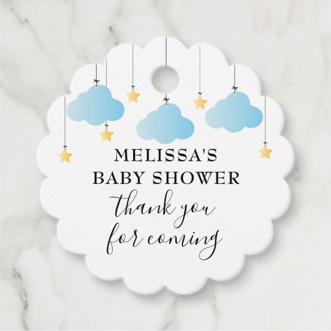Étiquettes Cadeau Twinkle Blue Boy Baby shower Merci (Devant)