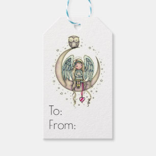 Étiquettes-cadeau Twinkle Little Angel et hibou illustration d'art