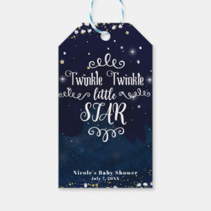 Étiquettes-cadeau Twinkle Little Star Baby shower Blue Gold Favorise