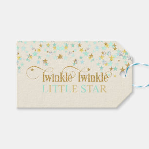 Étiquettes-cadeau Twinkle Little Star Baby shower Mint Green