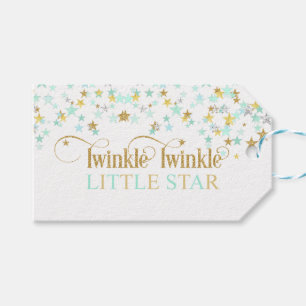 Étiquettes-cadeau Twinkle Little Star Baby shower Mint Green