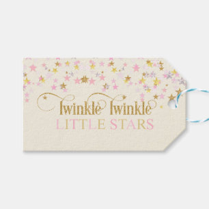 Étiquettes-cadeau Twinkle Little Stars Twins Baby shower Rose Gold