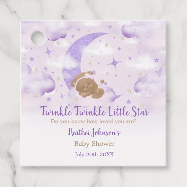 Étiquettes Cadeau Twinkle Twinkle Little Star Bear Baby shower (Devant)