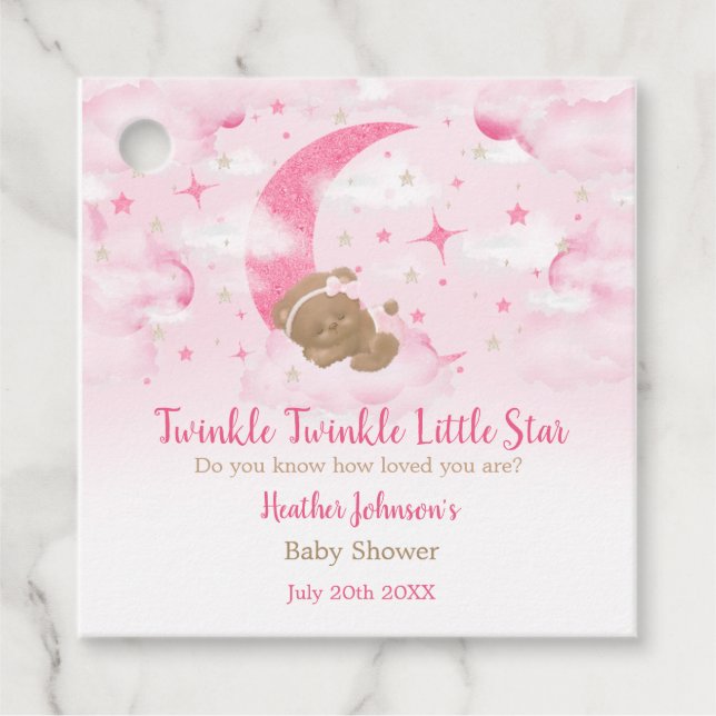 Étiquettes Cadeau Twinkle Twinkle Little Star Bear Baby shower (Devant)