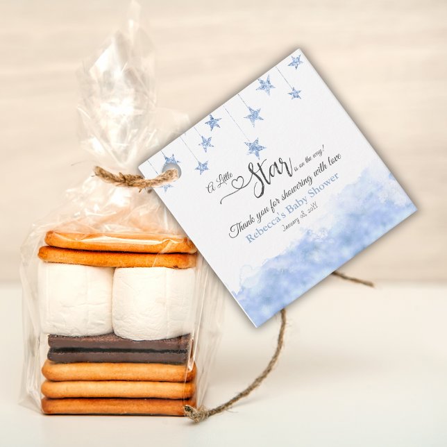 Étiquettes Cadeau Twinkle Twinkle Little Star Blue Boy Baby Shower (Créateur téléchargé)