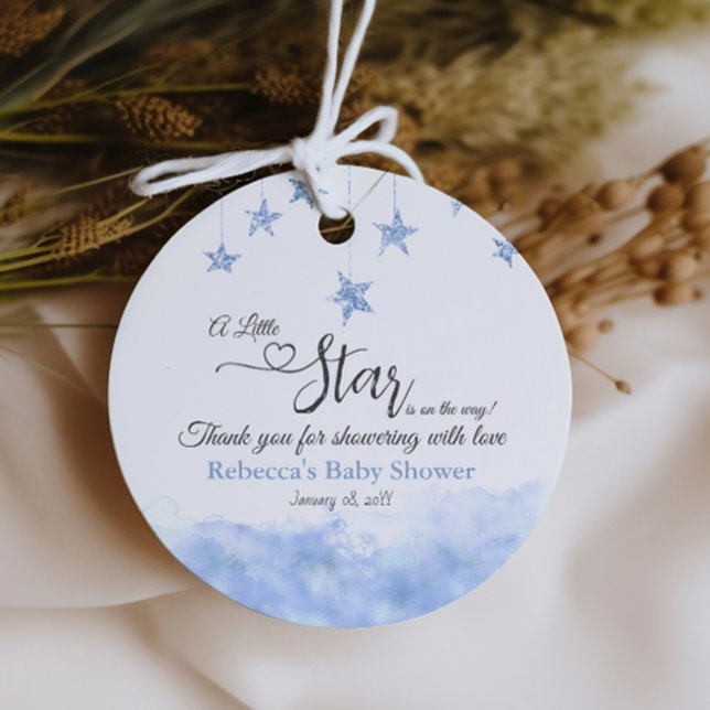 Étiquettes Cadeau Twinkle Twinkle Little Star Blue Boy Baby Shower (Créateur téléchargé)